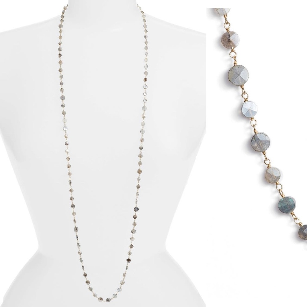 Ela Rae Diana Coin Grand Necklace Mystic Labradorite/Gold